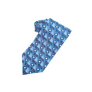 Vitaliano Luisseli Linea Oro Silk Tie Made in Italy Blue Geometric Pattern